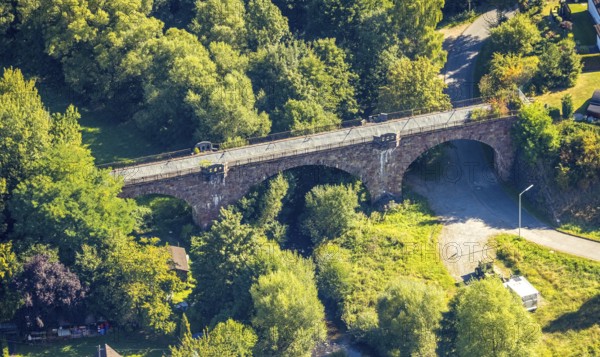 Aerial view, Heitmicke Viaduct Bridge, Altenhundem, Lennestadt, Sauerland, North Rhine-Westphalia, Germany, bridge, DE, Europe, Kirchhundem, aerial view, aerial photography, aerial photography, overview, viaduct, bird's eye view, birds-eyes view, overview
