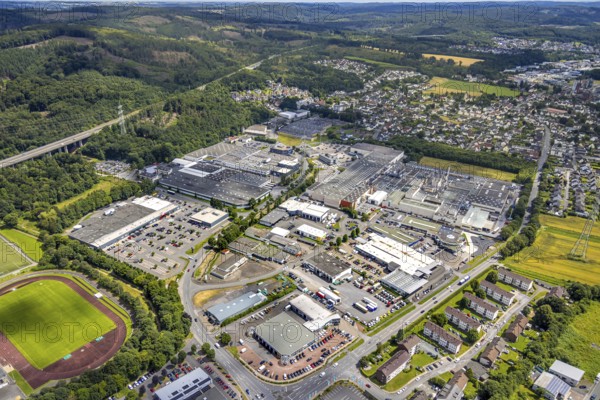 Aerial view, industrial estate Westring, Bruchhausen, Arnsberg, Sauerland, North Rhine-Westphalia, Germany, DE, Europe, aerial view, aerial photography, aerial photography, Ruhr area, overview, bird's eye view, birds-eyes view, overview