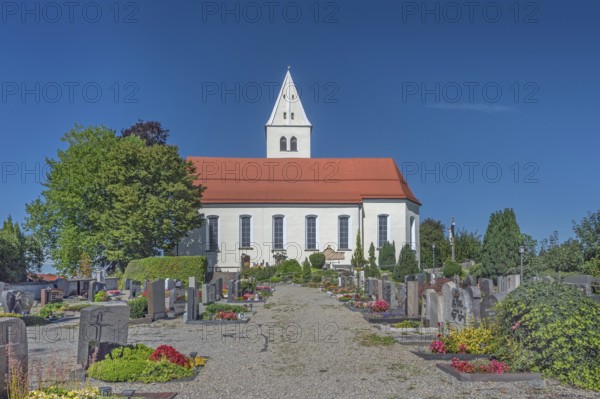 The Roman Catholic parish church of the Assumption of the Virgin Mary in Gebrazhofen, part of the large district town of Leutkirch im Allgäu, Ravensburg district, Baden-Württemberg, Germany
