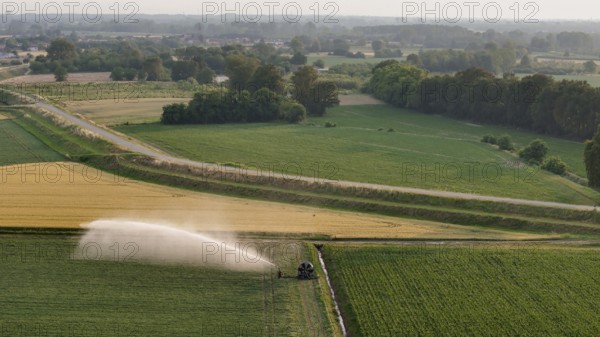 Modern agricultural irrigation techniques are vital for sustaining soybean crops during springtime in Italy's fertile Po Valley ensuring healthy growth and optimal yield