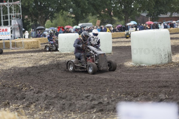 Lawnmower tractor race in Thönse, Lower Saxony, Germany