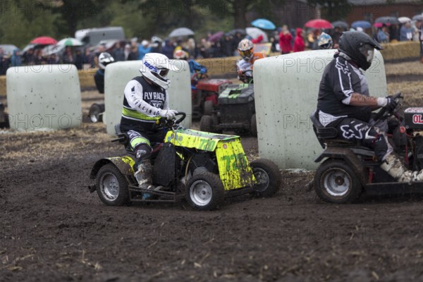 Lawnmower tractor race in Thönse, Lower Saxony, Germany