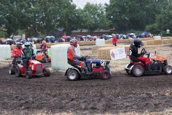 Lawnmower tractor race in Thönse, Lower Saxony, Germany