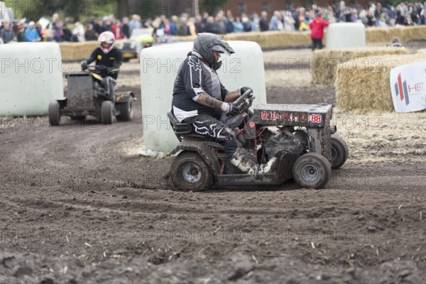 Lawnmower tractor race in Thönse, Lower Saxony, Germany