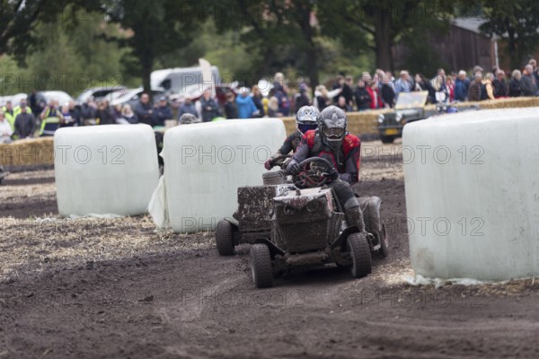Lawnmower tractor race in Thönse, Lower Saxony, Germany