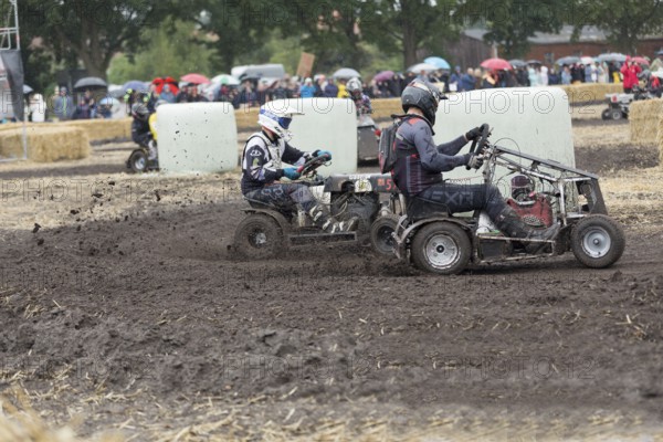 Lawnmower tractor race in Thönse, Lower Saxony, Germany