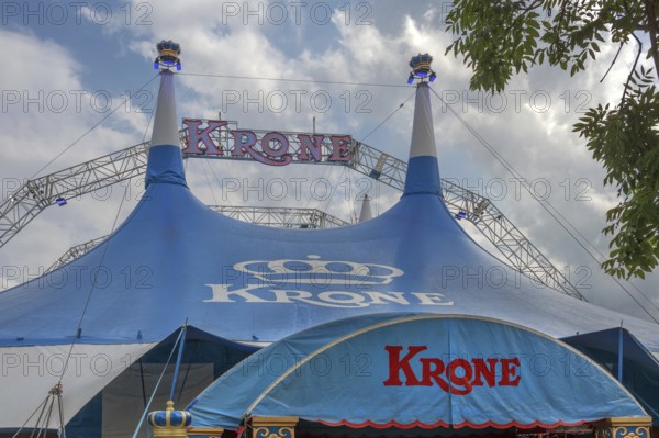 Circus tent, circus tent with large lettering, Circus-Krone, Kempten, Allgäu, Bavaria, Germany