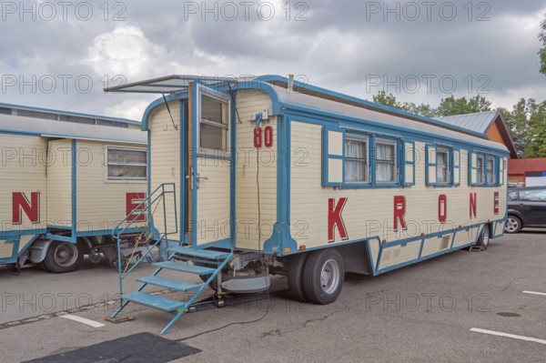 Typical circus wagon, Circus-Krone, Kempten, Allgäu, Bavaria, Germany