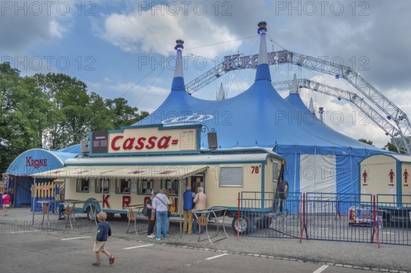 Circus tent, circus tent with Cassa wagon, Circus-Krone, Kempten, Allgäu, Bavaria, Germany