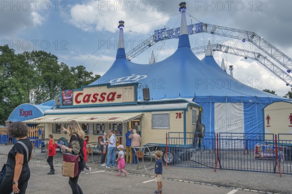 Circus tent, circus tent with Cassa wagon, Circus-Krone, Kempten, Allgäu, Bavaria, Germany