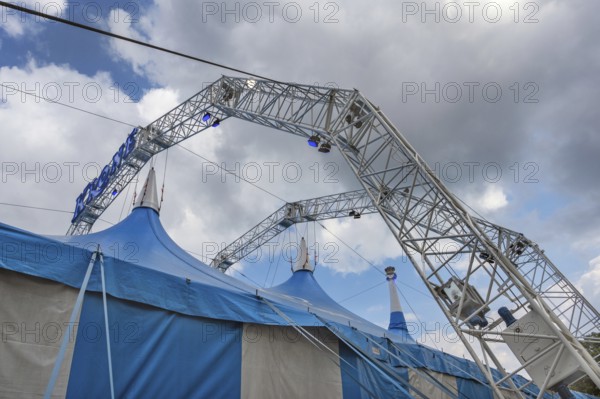 A steel structure holds the tent roof, circus tent, circus tent, Circus-Krone, Kempten, Allgäu, Bavaria, Germany