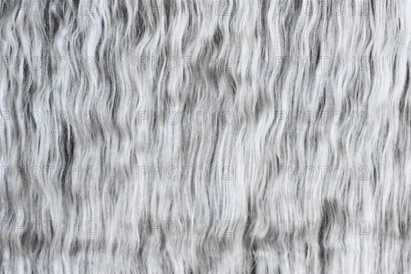 Close up of silver gray synthetic fake fur