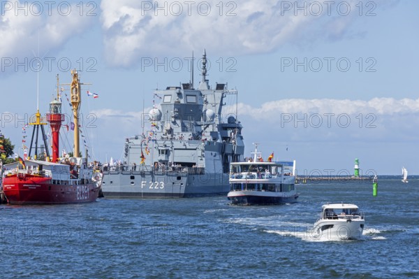 Frigate North Rhine-Westphalia, Boats, Hanse-Sail, Unterwarnow, Warnemünde, Rostock, Mecklenburg-Vorpommern, Germany