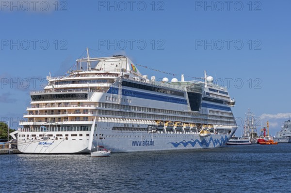 Cruise ship Aida mar in the harbour, Hanse Sail, Unterwarnow, Warnemünde, Rostock, Mecklenburg-Vorpommern, Germany