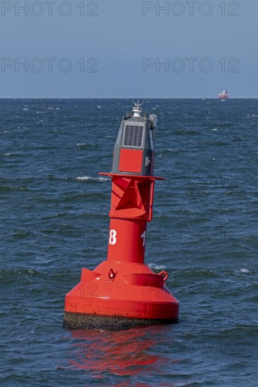 Red buoy, buoy, Warnow estuary, Baltic Sea, Warnemünde, Rostock, Mecklenburg-Western Pomerania, Germany