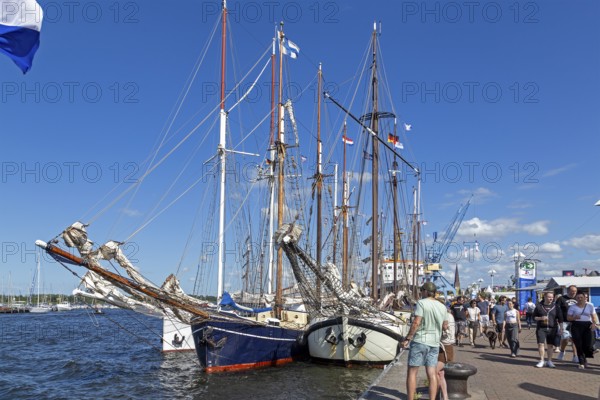 Sailing ships at the quay wall, Hanse-Sail, harbour, Rostock, Mecklenburg-Western Pomerania, Germany