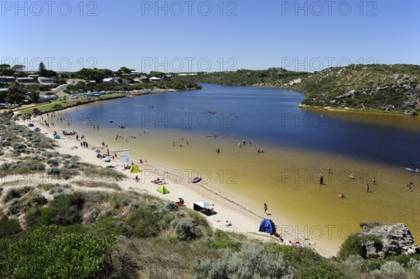 Mouth of the Moore River, beach near Guilderton, Perth, Western Australia, WA, Australia
