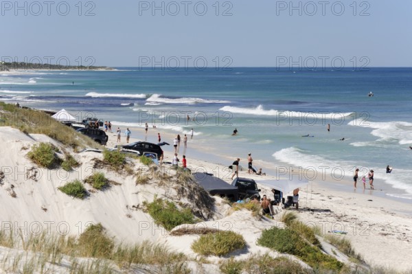 People on the beach near Lancelin, Perth, Western Australia, WA, Indian Ocean, Australia