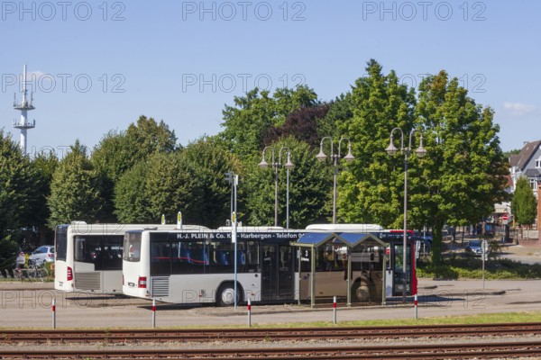 Zob, bus station, bus stop with buses, Hoya, Lower Saxony, Germany