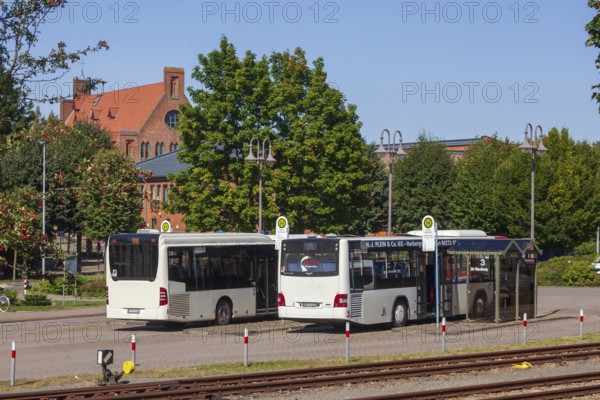 Zob, bus station, bus stop with buses, Hoya, Lower Saxony, Germany
