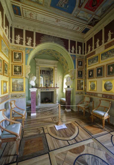 Stein Island with Villa Hamilton, interior view, Wörlitz Park, Wörlitz Gardens, Garden Kingdom of Dessau-Wörlitz, UNESCO World Heritage Site, Wörlitz, Dessau-Roßlau, Saxony-Anhalt, Germany