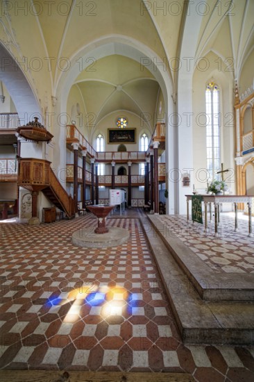 Protestant Wörlitz St Peter's Church in neo-Gothic style, interior view, Wörlitz Park, Wörlitz Gardens, Garden Kingdom of Dessau-Wörlitz, UNESCO World Heritage Site, Wörlitz, Dessau-Roßlau, Saxony-Anhalt, Germany