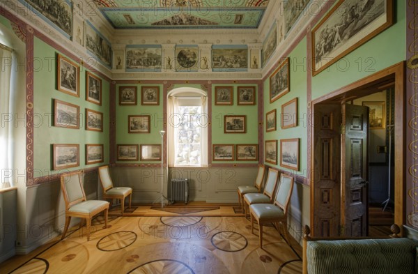 Stein Island with Villa Hamilton, interior view, Wörlitz Park, Wörlitz Gardens, Garden Kingdom of Dessau-Wörlitz, UNESCO World Heritage Site, Wörlitz, Dessau-Roßlau, Saxony-Anhalt, Germany