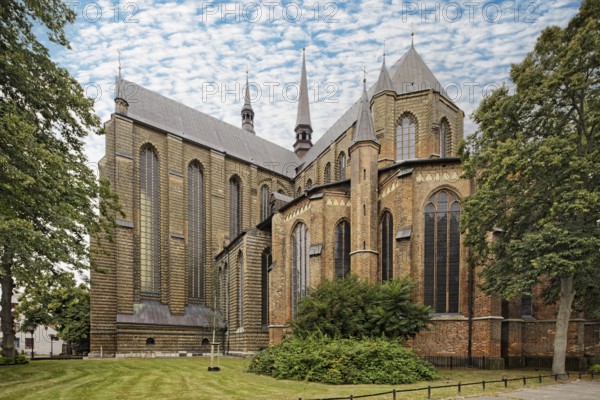 St Mary's Church, Protestant-Lutheran, North German brick Gothic, basilica, three naves, built from 1290 to mid-15th century, harbour town, Hanseatic city, university town, Rostock, Mecklenburg-Western Pomerania, Germany