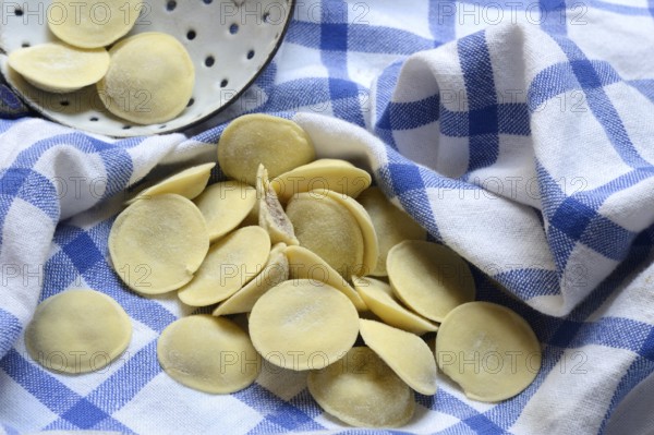 Anolini, filled dumplings with a sieve, pasta variety from Italy, Anolini piacentini