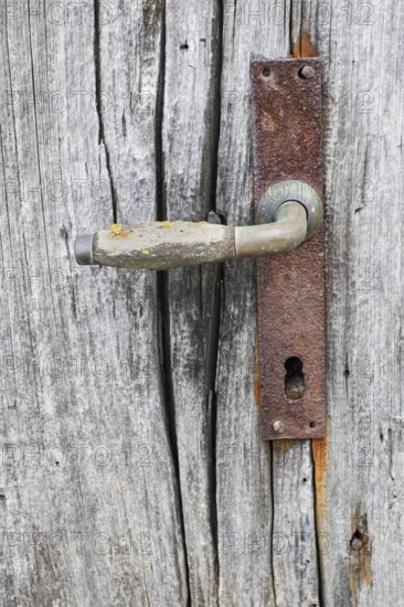 Old wooden door with iron fittings, North Rhine-Westphalia, Germany