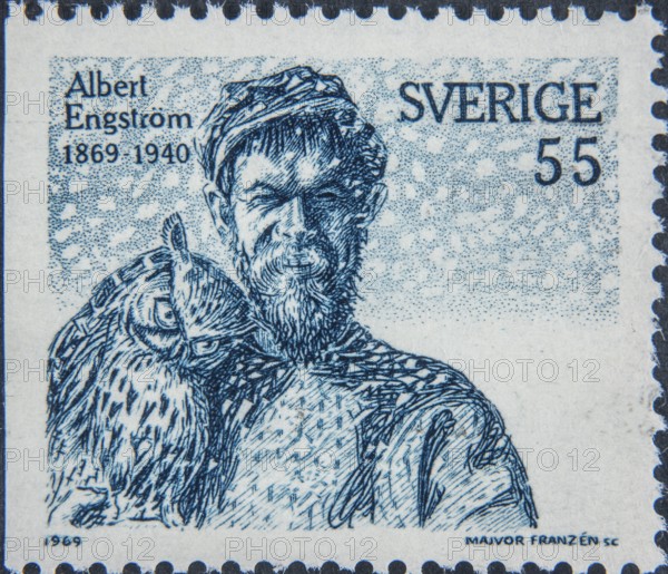 Albert Engström (1869-1940) was a Swedish cartoonist, painter and writer. Portrait on a Swedish postage stamp