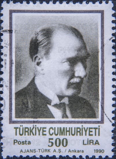 Kemal Atatürk, 1881-1938, founder of modern Turkey and was its first president 1923, 1938. Portrait on Turkish postage stamp
