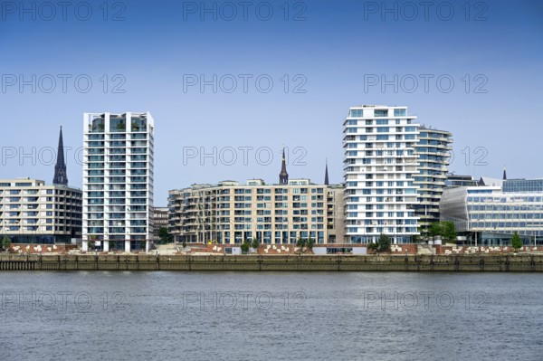 Modern residential building on Strandkai in the harbour city of Hamburg, Germany