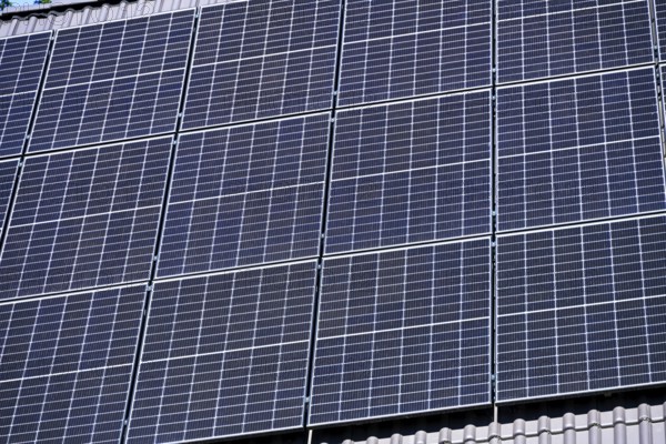 Solar system on a house roof in Hamburg, Germany