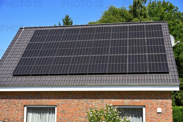 Solar system on a house roof in Hamburg, Germany