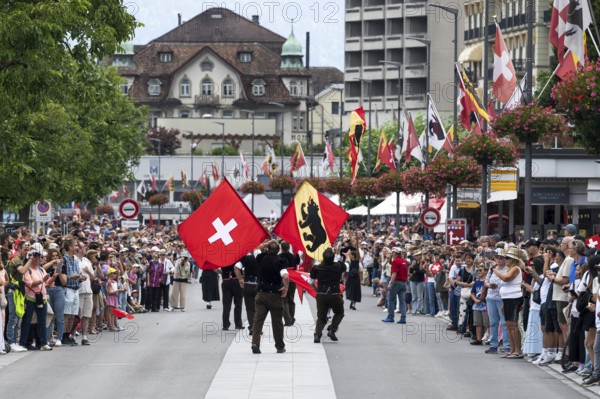 Swiss and Bernese flag wavers, Interlaken, Switzerland