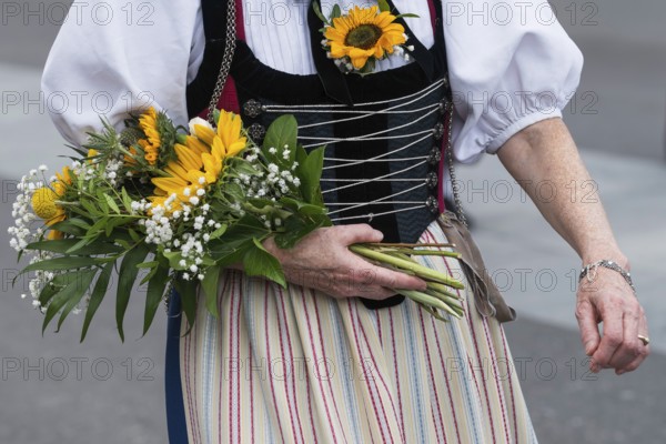 Traditional traditional costume woman, Interlaken, Switzerland