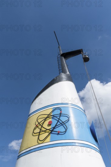 Germany, Bremen, Bremerhaven, smokestack, research vessel, Otto cock, nuclear energy drive, nuclear, sign, symbol, atom, German Maritime Museum