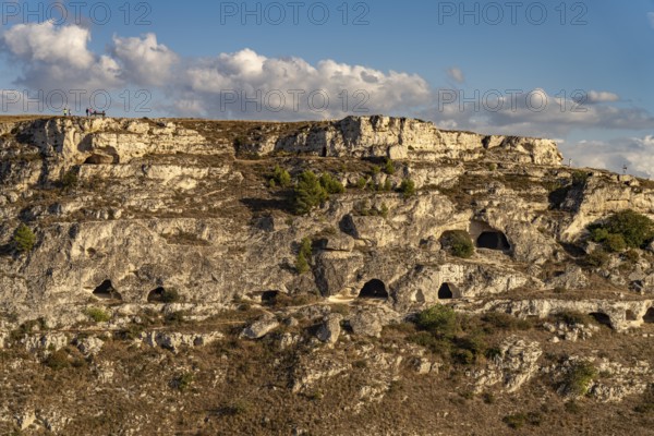 Caves at the Gravina di Matera gorge, Matera, Basilicata, Italy