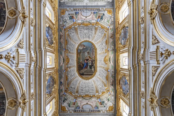 The painted wooden ceiling of Matera Cathedral, Basilicata, Italy