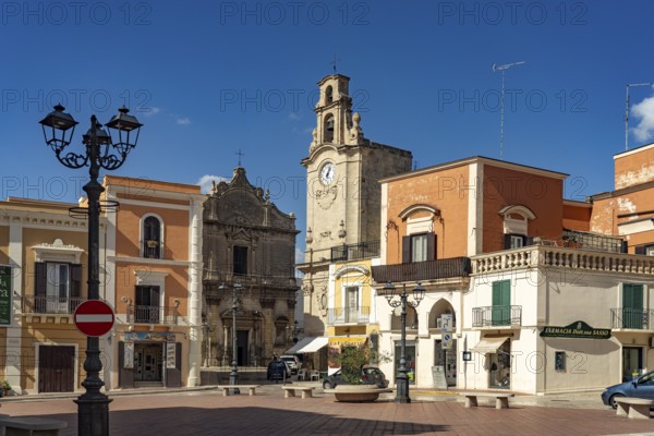Piazza Garibaldi and the Parrocchia San Benedetto in the historic centre of Massafra, Apulia, Italy