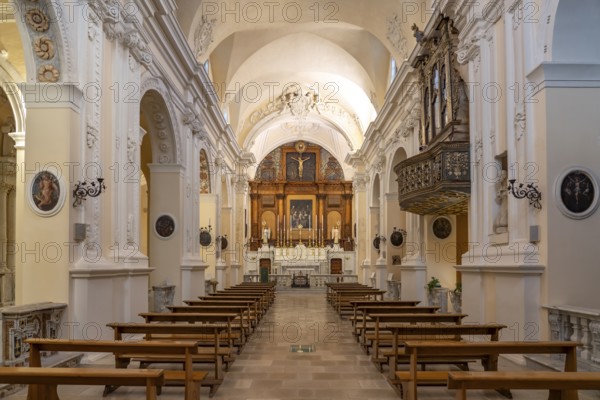 Interior of the church Chiesa di San Francesco d'Assisi in Gallipoli, Apulia, Italy