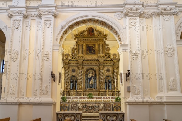 Altar of the church Chiesa di San Francesco d'Assisi in Gallipoli, Apulia, Italy