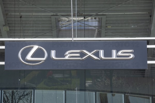 Lexus logo on a car dealership of the Japanese car brand Toyota, Bremen, Germany