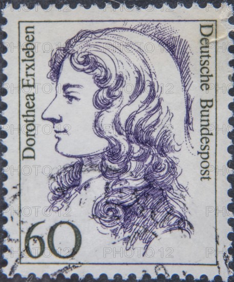 Dorothea Christiane Erxleben (1715 – 1762) was a German medical doctor who became the first female doctor of medicine in Germany. Portrait on a German postage stamp
