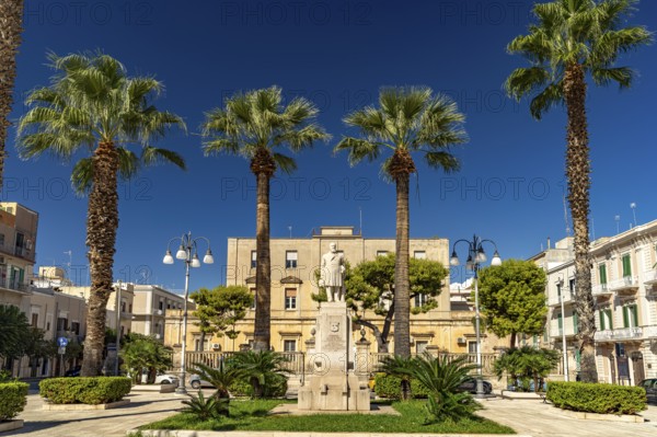 Piazza Milite Ignoto with the monument to Luigi Capitanio, Monopoli, Apulia, Italy
