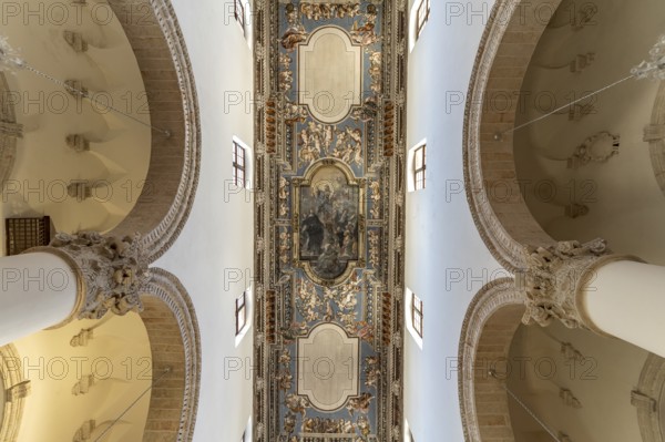 Painted wooden ceiling of the Chiesa di San Domenico church in Monopoli, Apulia, Italy