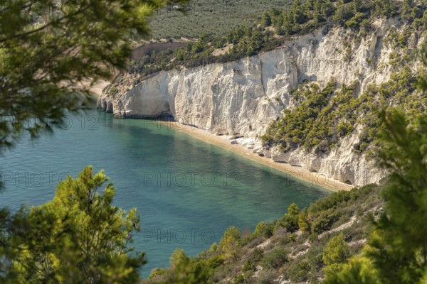 Beach and bay Cala di Enea near Mattinatella, Mattinata, Gargano, Apulia, Italy