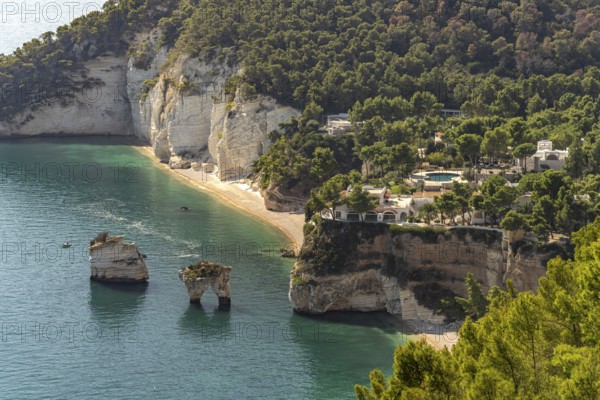 Faraglioni di Baia delle Zagare rock formation near Mattinatella, Mattinata, Gargano, Apulia, Italy