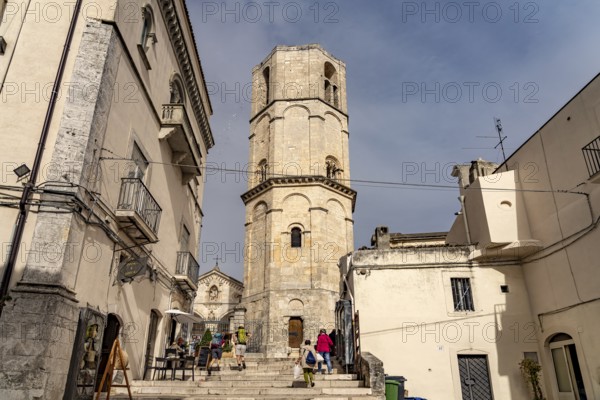 Bell tower of the Roman Catholic pilgrimage church of San Michele Arcangelo, UNESCO World Heritage Site in Monte Sant'Angelo, Gargano, Apulia, Italy